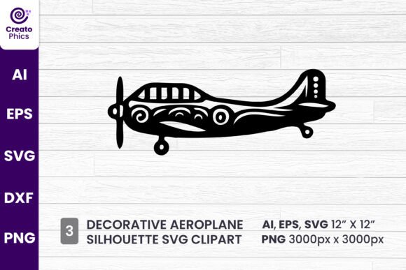 Decorative Airplane Silhouette SVG for Graphics