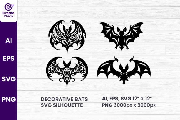 Decorative Bats Silhouette Sublimation Graphics