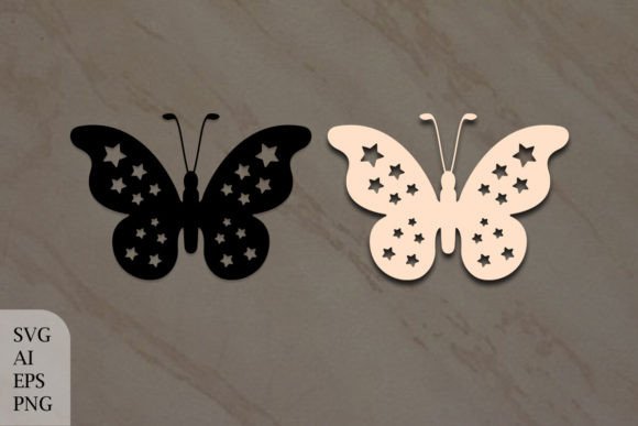 Decorative Butterfly with Stars: Graphics for Crafts