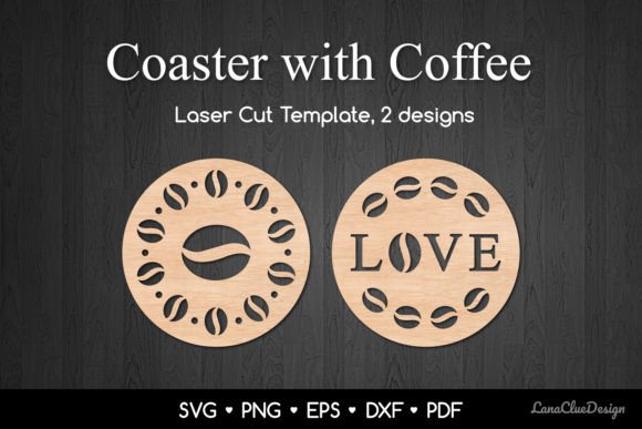 Decorative Coasters with Coffee SVG DXF Graphics