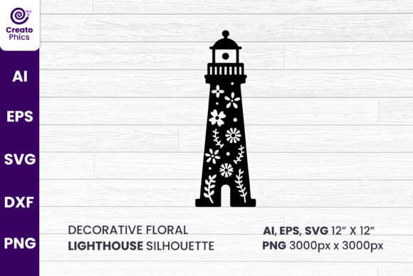 Decorative Floral Lighthouse SVG for Crafts