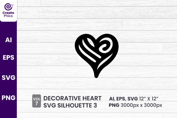 Decorative Heart Clipart Silhouette SVG for Graphics and Crafts