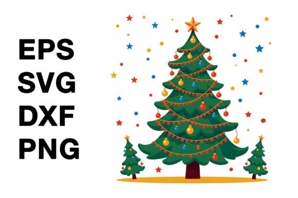 Decorative Merry Christmas Tree Vector Graphics Review