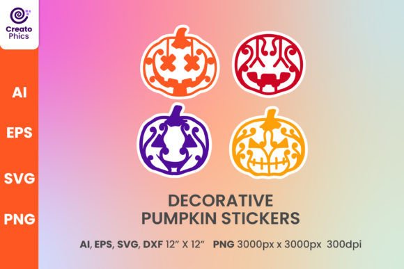 Decorative Pumpkin Sticker Vector Design for Graphics