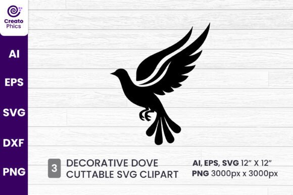 Dove Silhouette SVG for Graphics & Crafts
