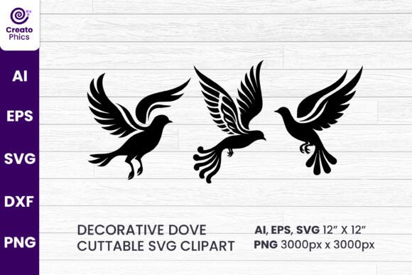 Dove Silhouette SVG Set for Graphics & Crafts