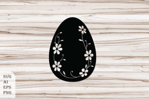 Easter Eggs with Decorative Flowers Graphics for Crafts