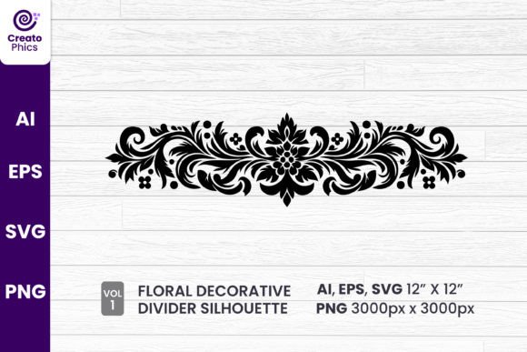Floral Decorative Divider Silhouette 1 Graphics Review