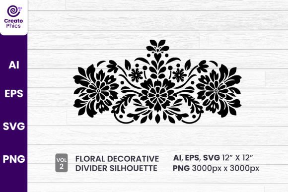Floral Decorative Divider Silhouette 2 Graphics Review