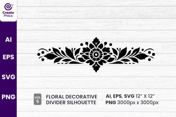 Floral Decorative Divider Silhouette 5: Graphics Review