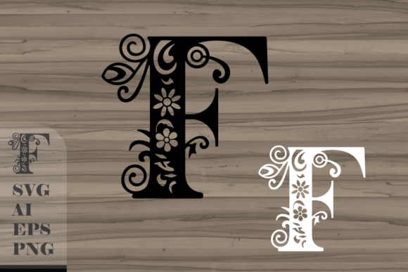 Floral Decorative Letter F: Graphics for Crafts