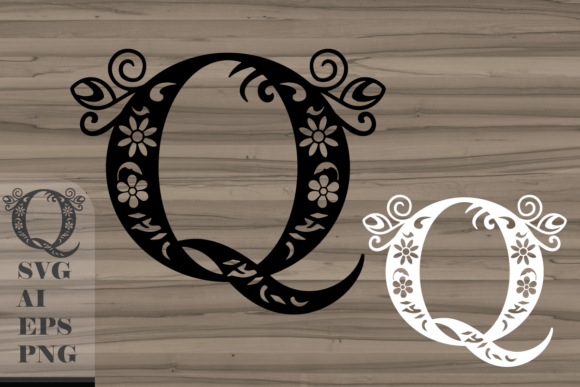 Floral Decorative Letter Q: Graphics for Crafts
