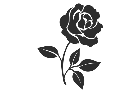 Floral Decorative Motif Element. Black R Graphics