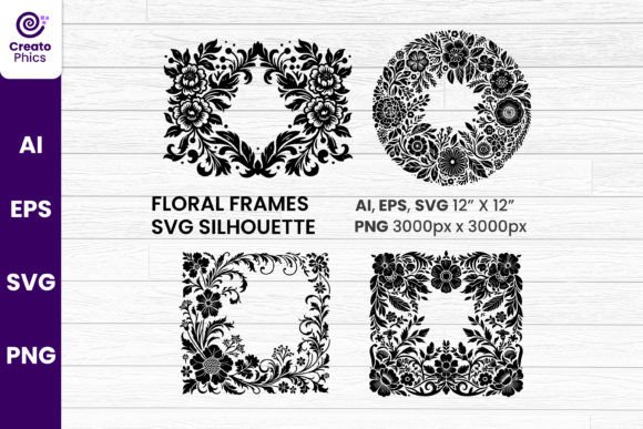 Floral Frames SVG: Graphics for Crafts