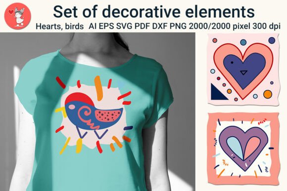 Graphics Review: Hearts & Bird Decorative Elements