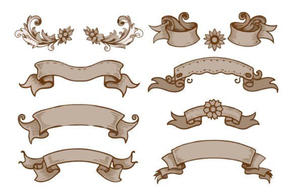 Retro Banners Ribbon Decorative Drawings Review