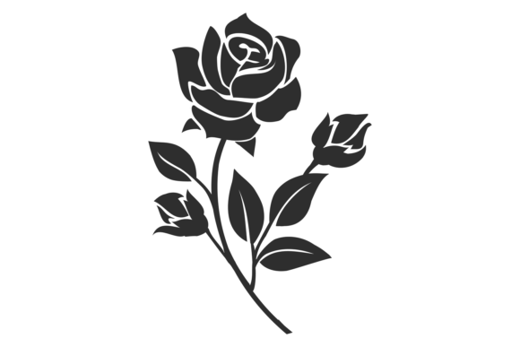 Stylized Rose Icon for Crafts and Graphics